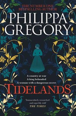 Book cover for TIDELANDS: vector images of flowers border an image of a woman with her back turned