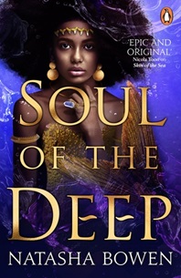 Book cover for SOUL OF THE DEEP: title in gold on image of a Black girl on purple water